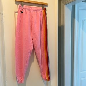 Aviator Nation neon pink striped sweatpants